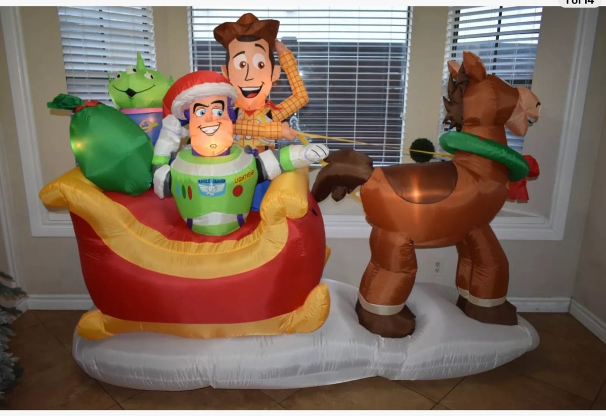 8 FT DISNEY TOY STORY SLEIGH Airblown Yard Inflatable WOODY BUZZ LIGHTYEAR GEMMY