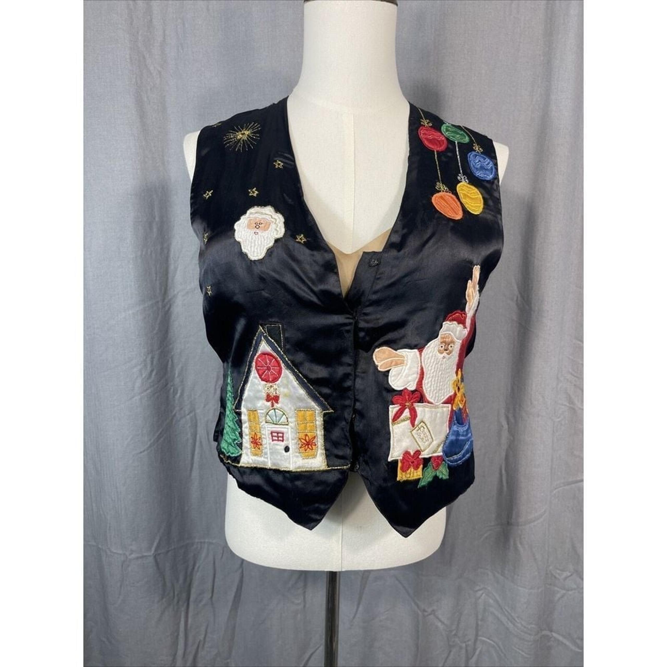 Savvy Margot Thompson Christmas Vest M Embroidered Embellished *READ