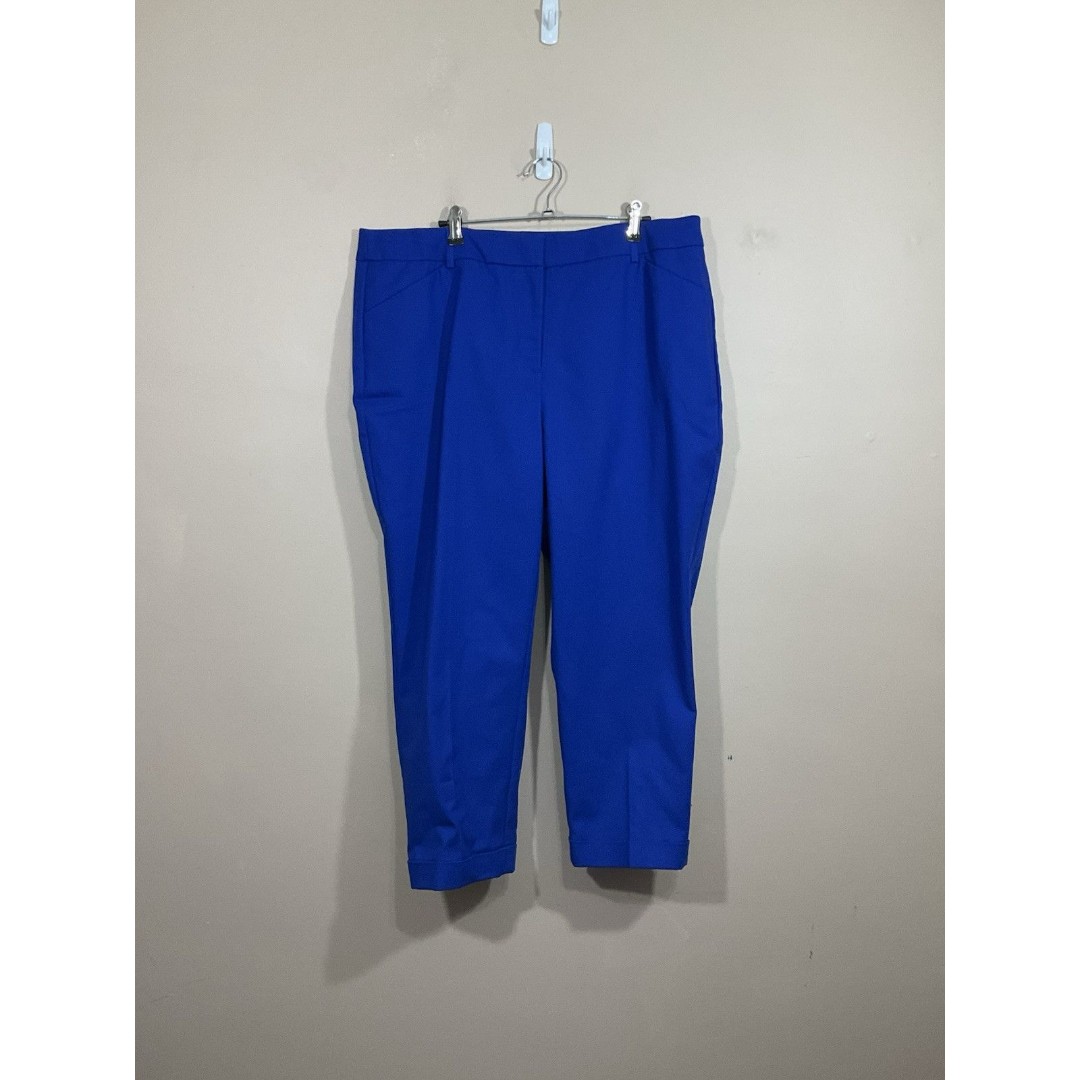 Chicos So Slimming Serene Cuffed Crop Pants 3 (XL/16) Blue Nautical Preppy NWT