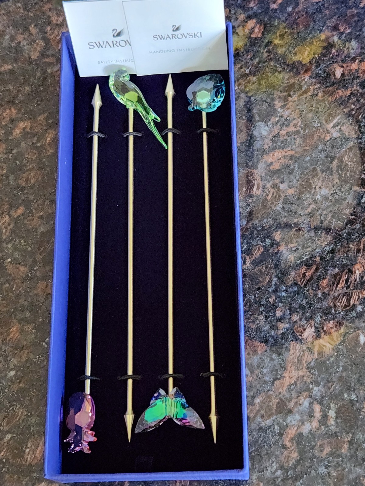 Swarovski Jungle Beats Cocktail Stirrers Andoki Set of 4 #5557812 New Box
