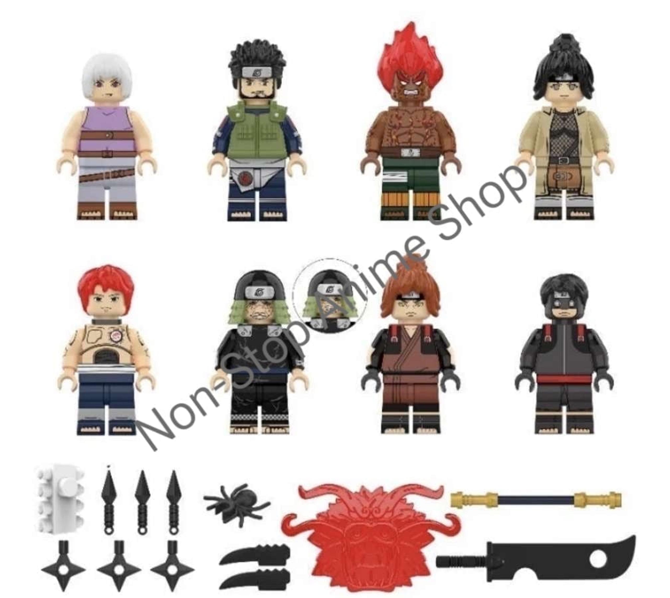 NARUTO Building Blocks Custom Minifigure Set x 8 Figures