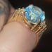14KP Blue Topaz & Diamond Cluster Accented Ring  Size 7 1/2