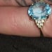 14KP Blue Topaz & Diamond Cluster Accented Ring  Size 7 1/2