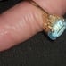 14KP Blue Topaz & Diamond Cluster Accented Ring  Size 7 1/2