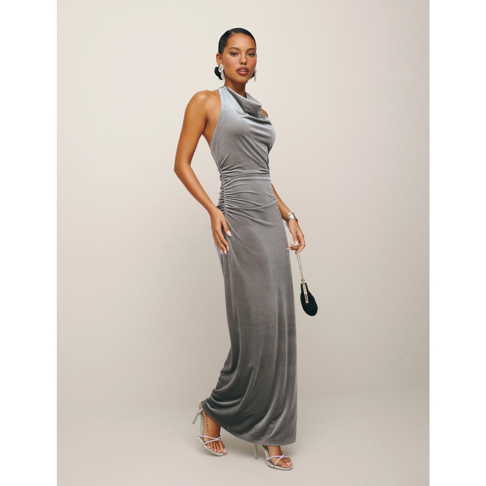 REFORMATION Women’s Jazlyn Ruched Cowl Neck Bodycon Dress Medium