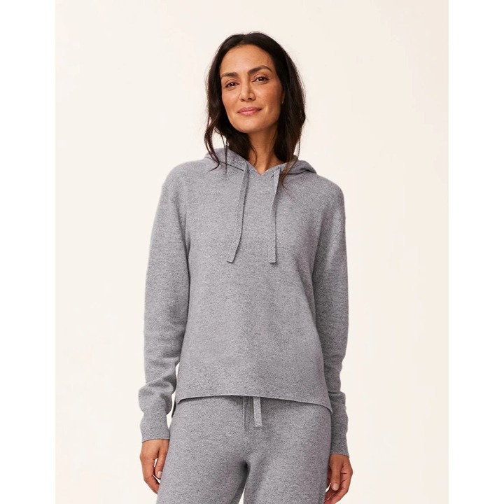 Unsubscribed Womens 100% Cashmere Draw String Hoodie Soft Knit Relaxed Fit Long