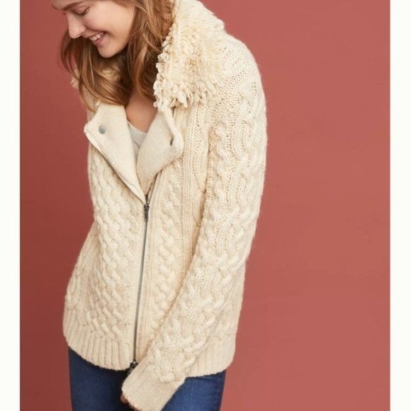 MOTH Anthropologie Mixed-Yarn Sweater Jacket, Size S