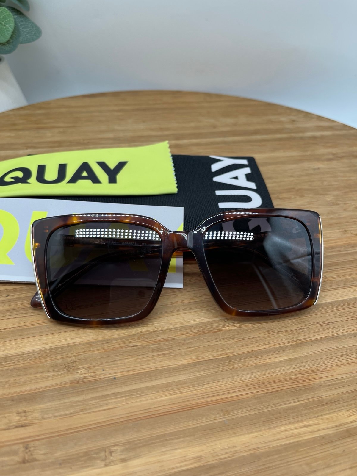 NEW QUAY Front Cover Tortoise Brown Square Sunglasses. Ships next day from F