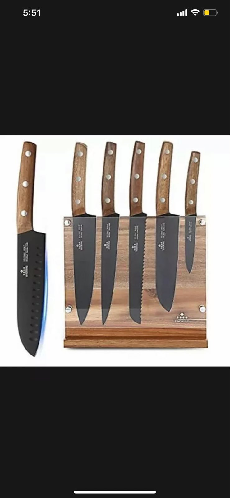 ENOKING Knife Block Set, 6 Pieces Knife Set with Magnetic Wooden Block