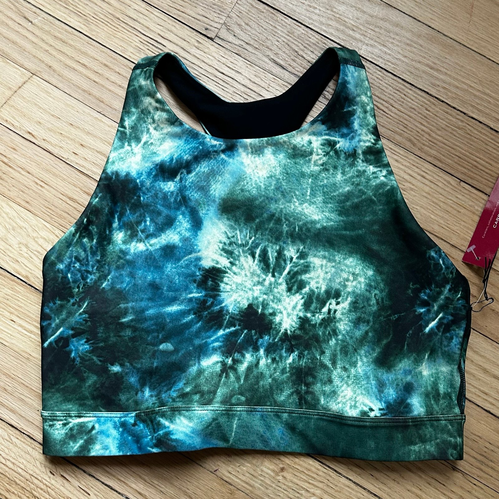 Nwt carbon38 tie die sports bra size large green