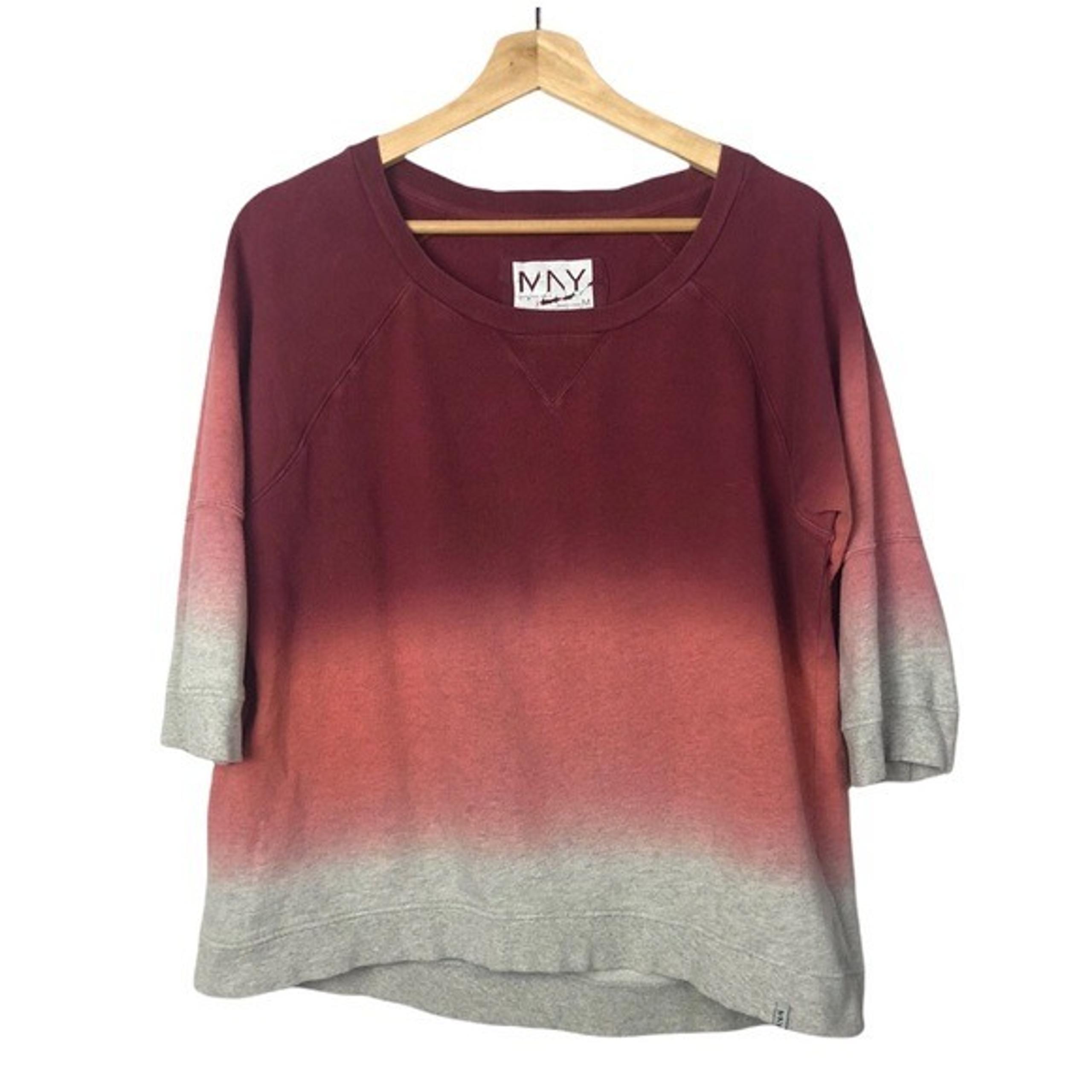 Andrew Marc New York Red Ombre Oversized Short Sleeve Sweatshirt M