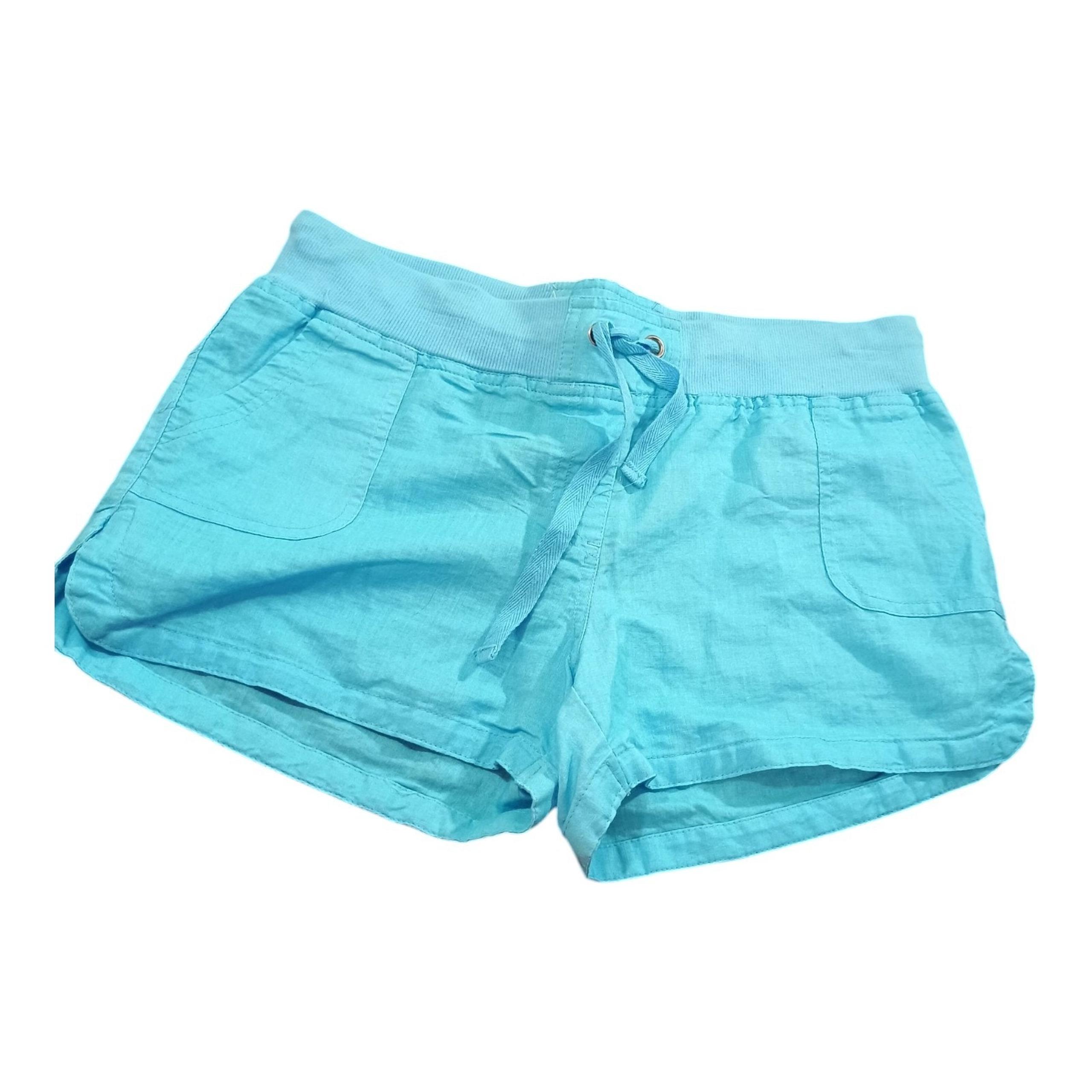 Derek Heart Linen-blend Drawstring Shorts Bright Teal Women's Size Large NWOT