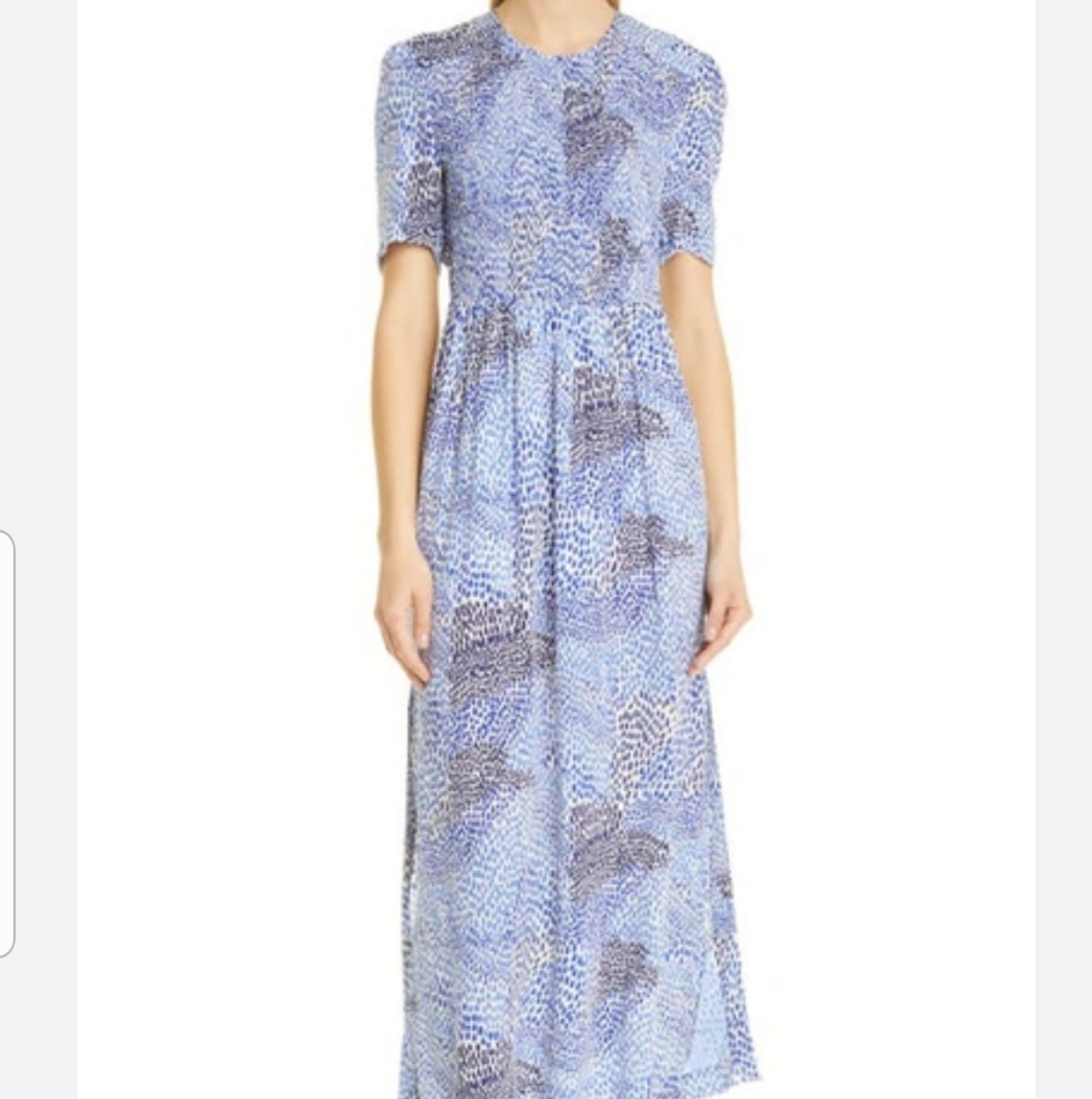 Flawed Baum Und Pferdgarten Blue Dots Adamaris Smocked Lined Midi Dress Size 42