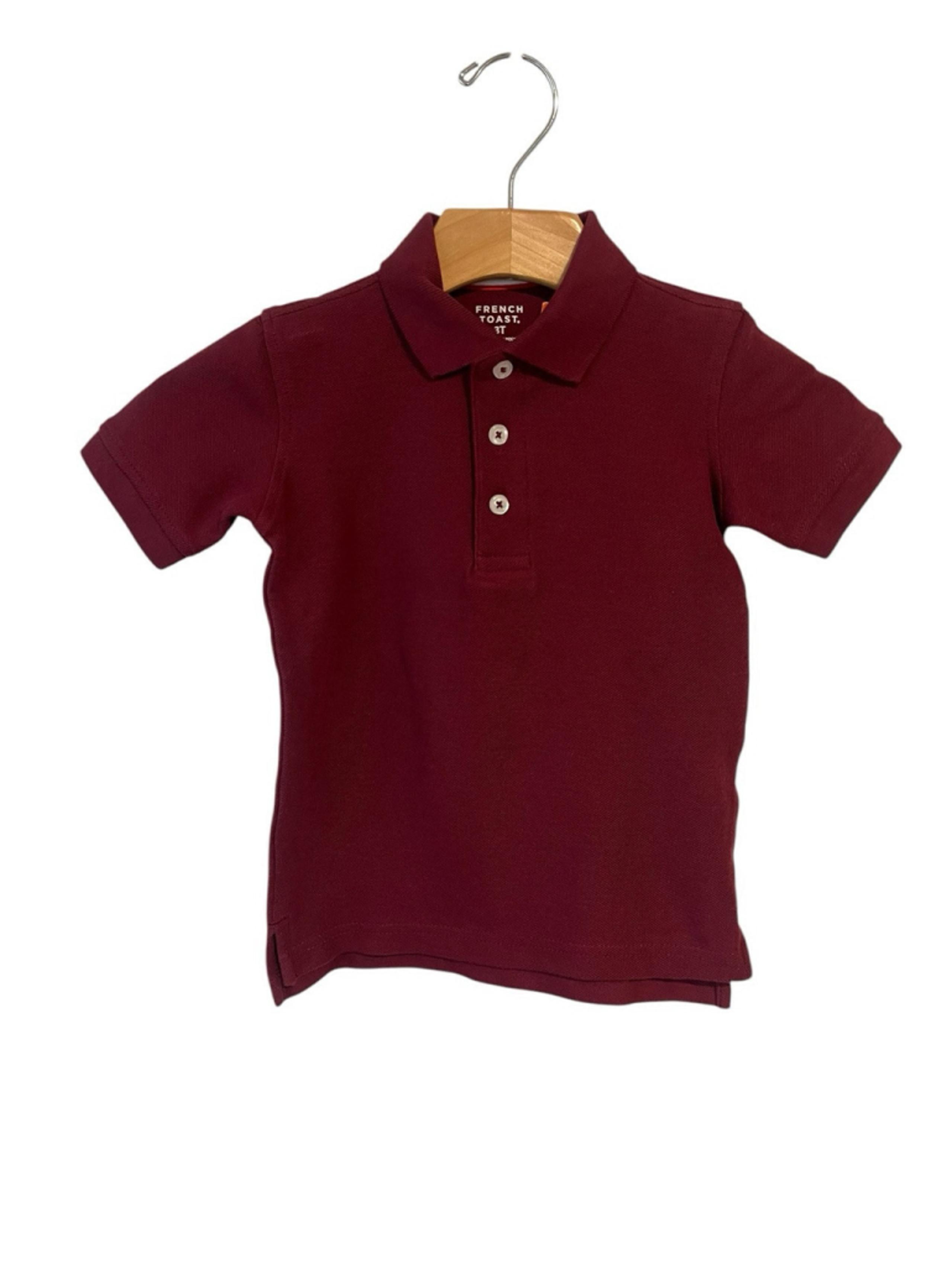 French Toast Polo Shirt School Uniform Boys Size 3T Burgundy Pique Short Sleeve