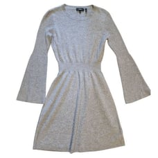 Theory Sweater Dress Women's XS P Grey Cashmere Bell Sleeve Mini Cozy Soft