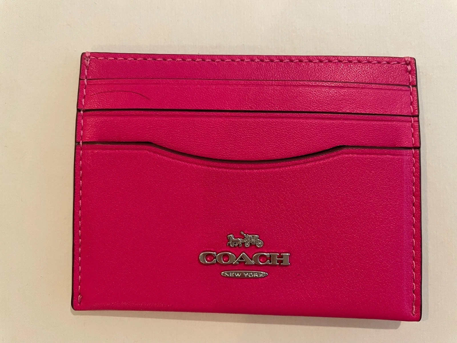 Coach Slim Id Card Case - CBX13 Dragonfruit Pink Smooth Leather