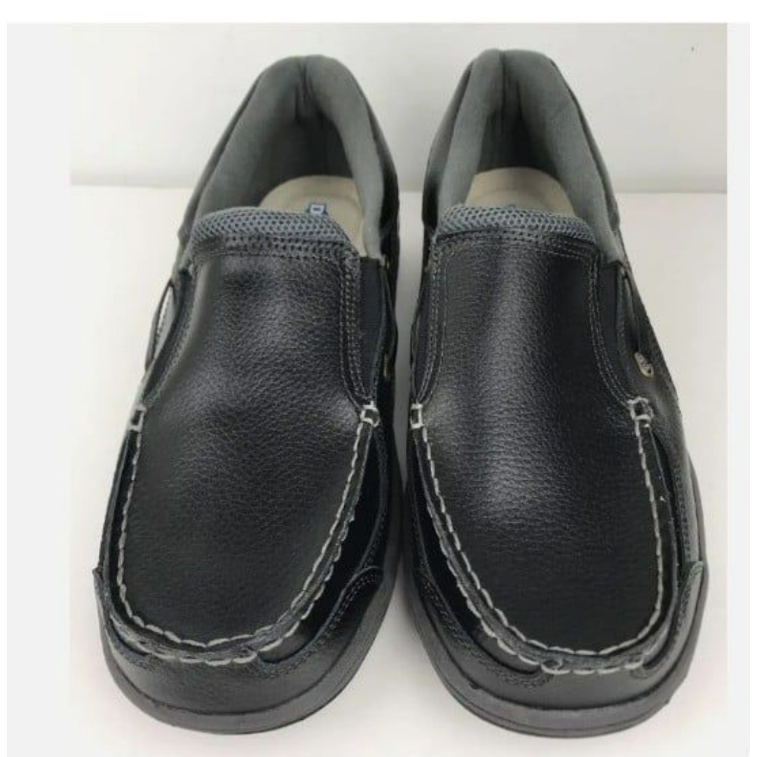 Dr. Max Shoes Men’s Loafers Black Leather Boat Deck Slip-On Casual Comfort
