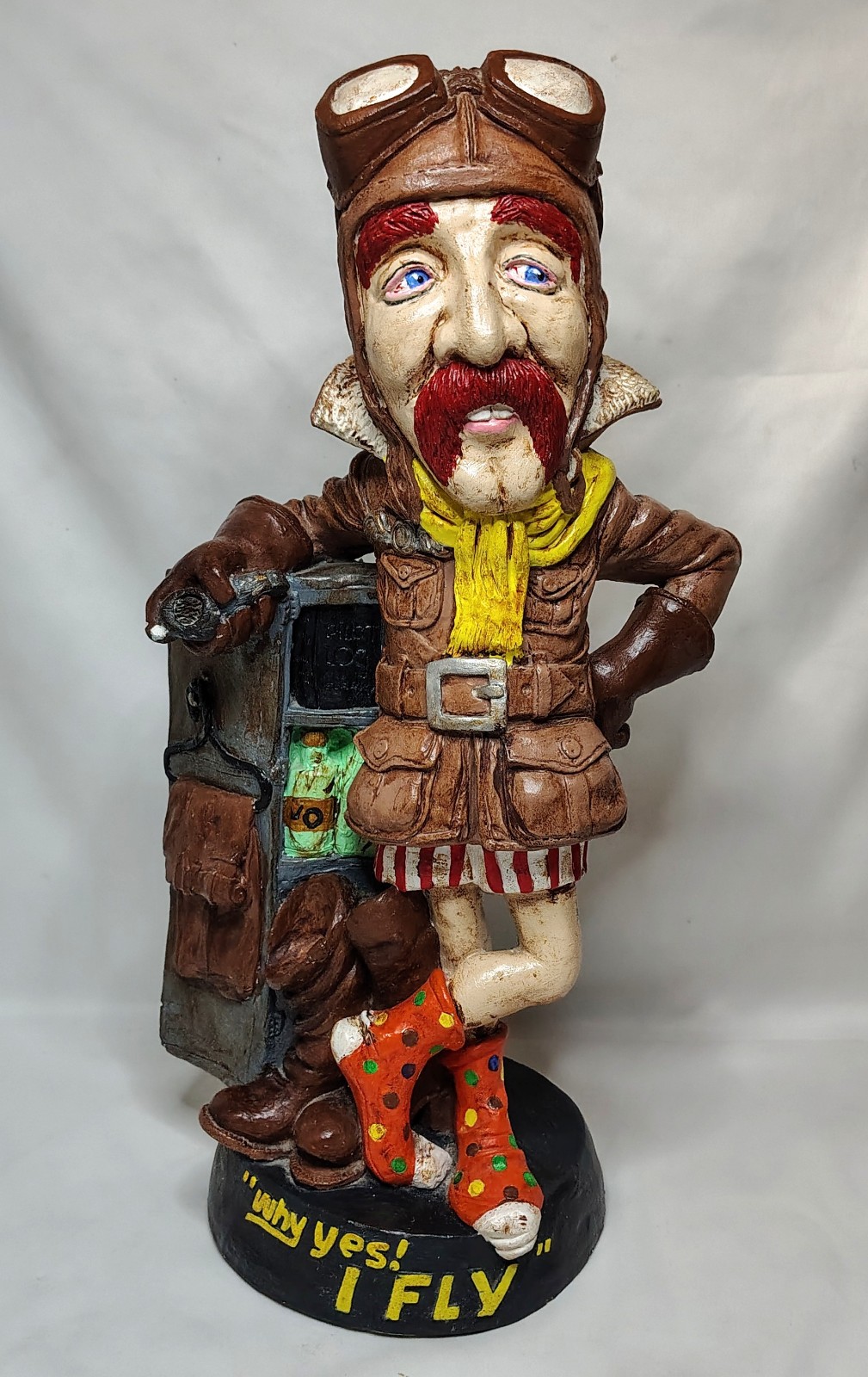 Juta Sangthaweep Aviator Pilot Plaster Sculpture why yes! I FLY Vntage 1973