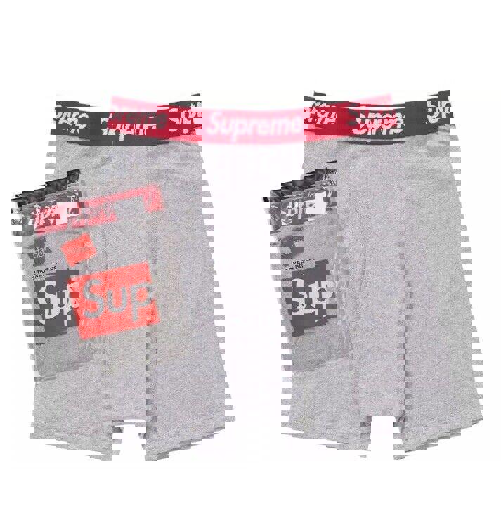 Supreme Hanes Boxer Briefs Pack of 2 Size L large Heather Grey SS24 New