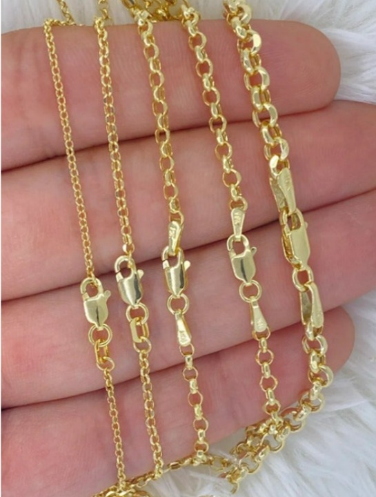 Solid 10K Gold Rolo Cable Chain, Diamond Cut Genuine 10K Gold Rolo Chain