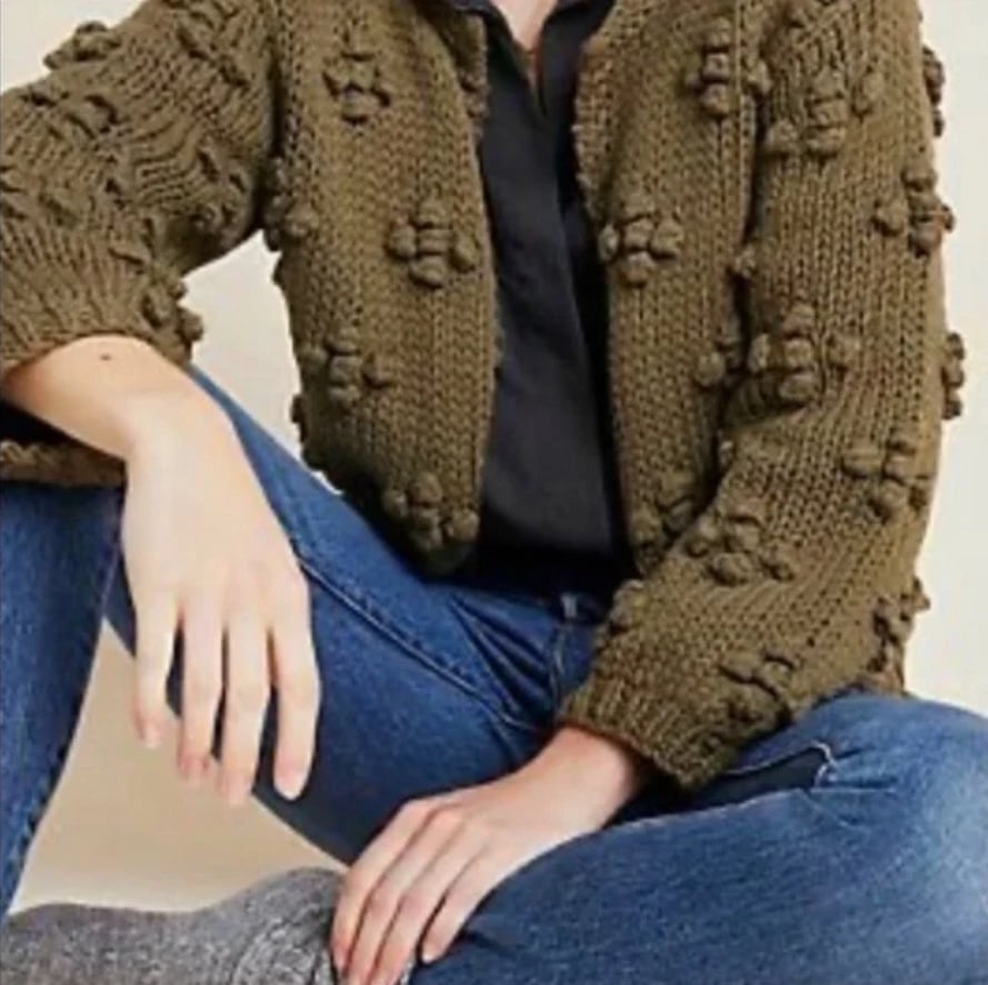 Anthropologie Cotton Chunky Knit Cardigan XS