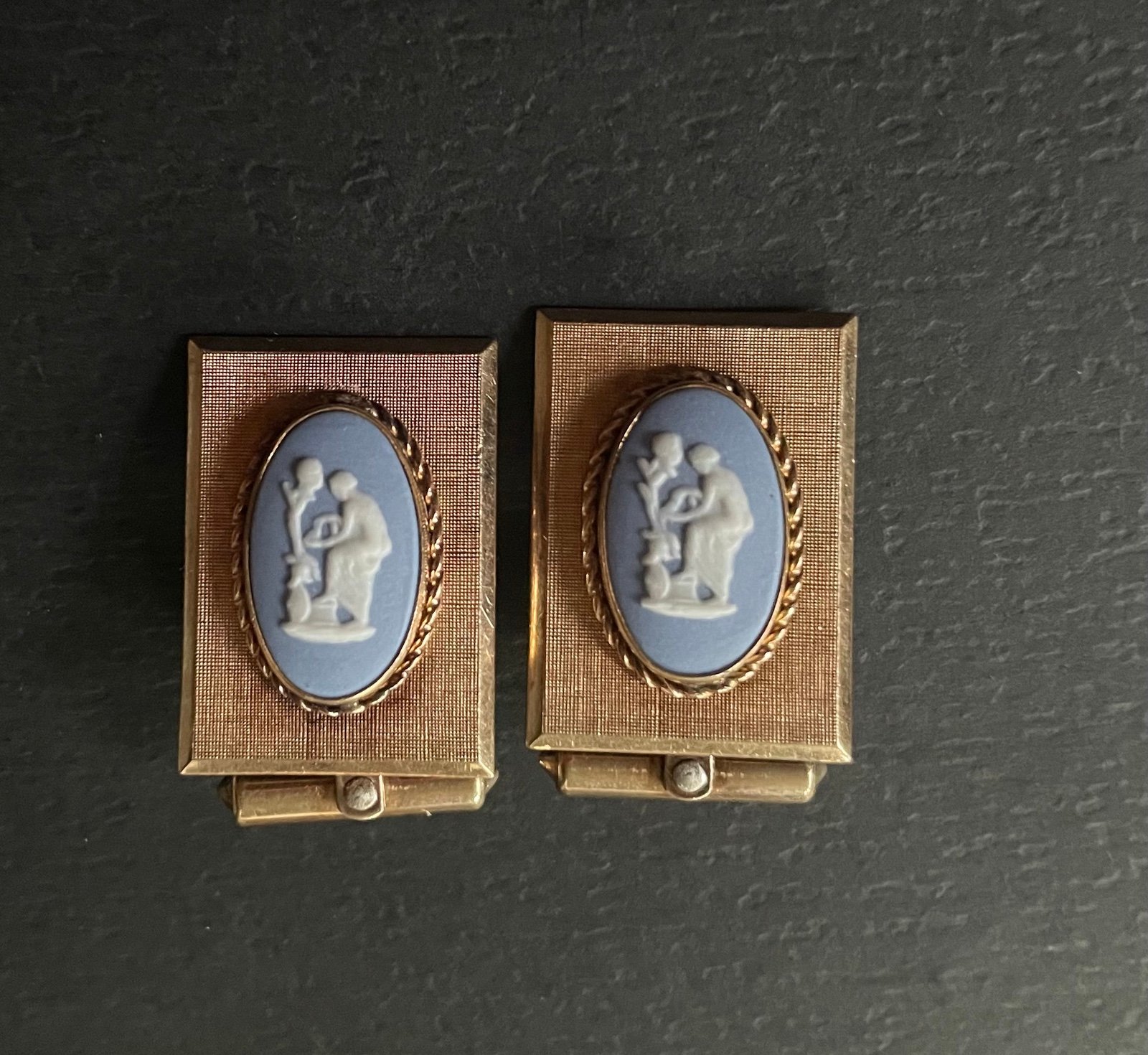 Vtg Destino blue Jasper gold filled cufflinks
