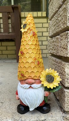 New 12.3''Garden Gnomes Outdoor Statues for Garden Decor with Solar Bee Lights