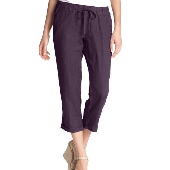 Allen Allen Drawstring Waist Linen Pants