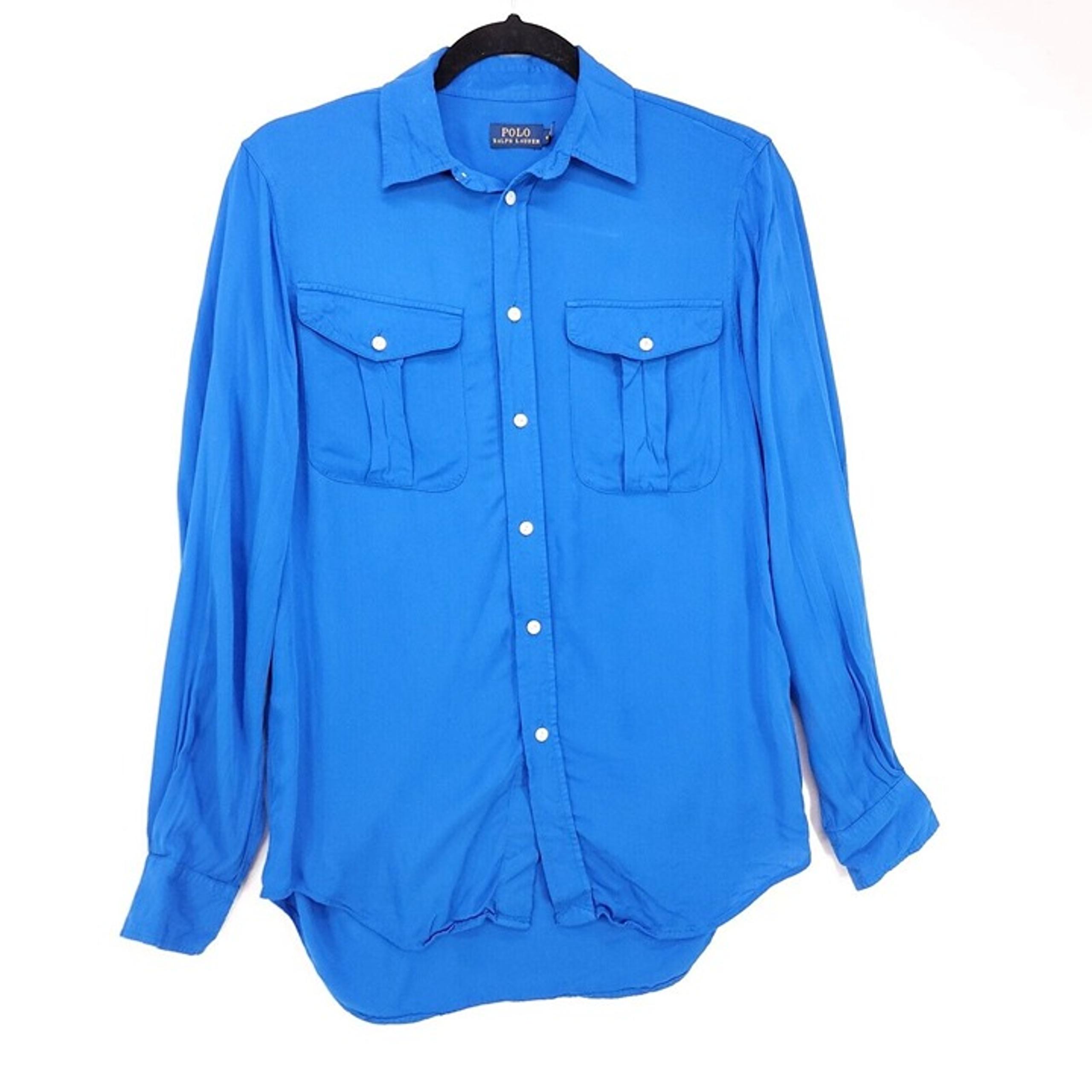 Polo Ralph Lauren Button Up Shirt women's Small Long Sleeve Blue Pockets