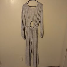 Free People This is your Sunday Black & Beige Striped Open Back Jumpsuit XS