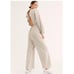 Free People This is your Sunday Black & Beige Striped Open Back Jumpsuit XS