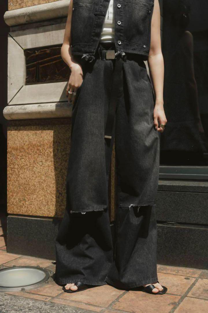 ripped buggy denim pants/2color | KNUTH MARF