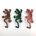 3 Cast Iron Lizards Geckos Wall Hooks Set Brown, Green, Burnt Orange