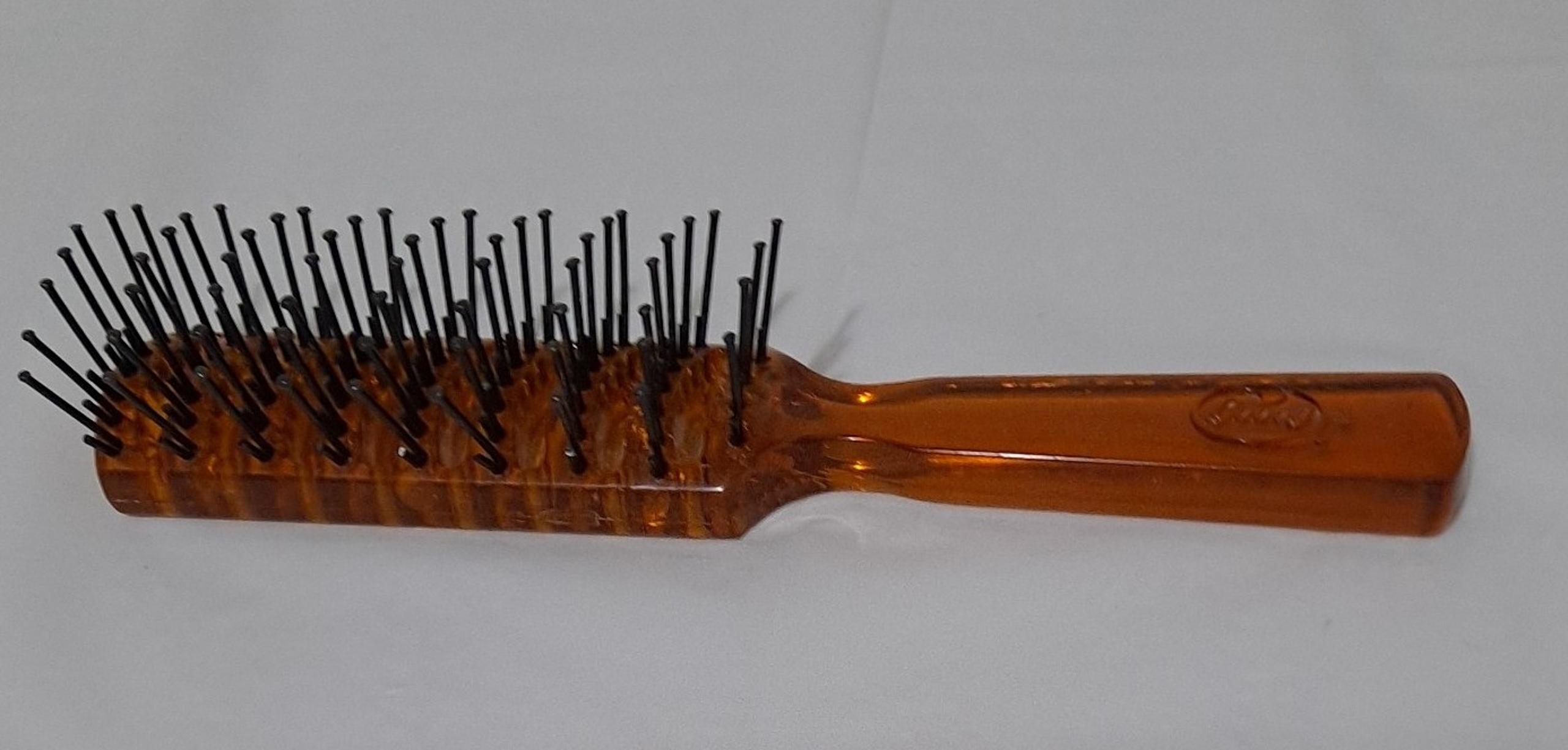 VINTAGE GOODY VENTED BLOW STYLE BRUSH Amber Clear BALL TIP HAIR BRUSH
