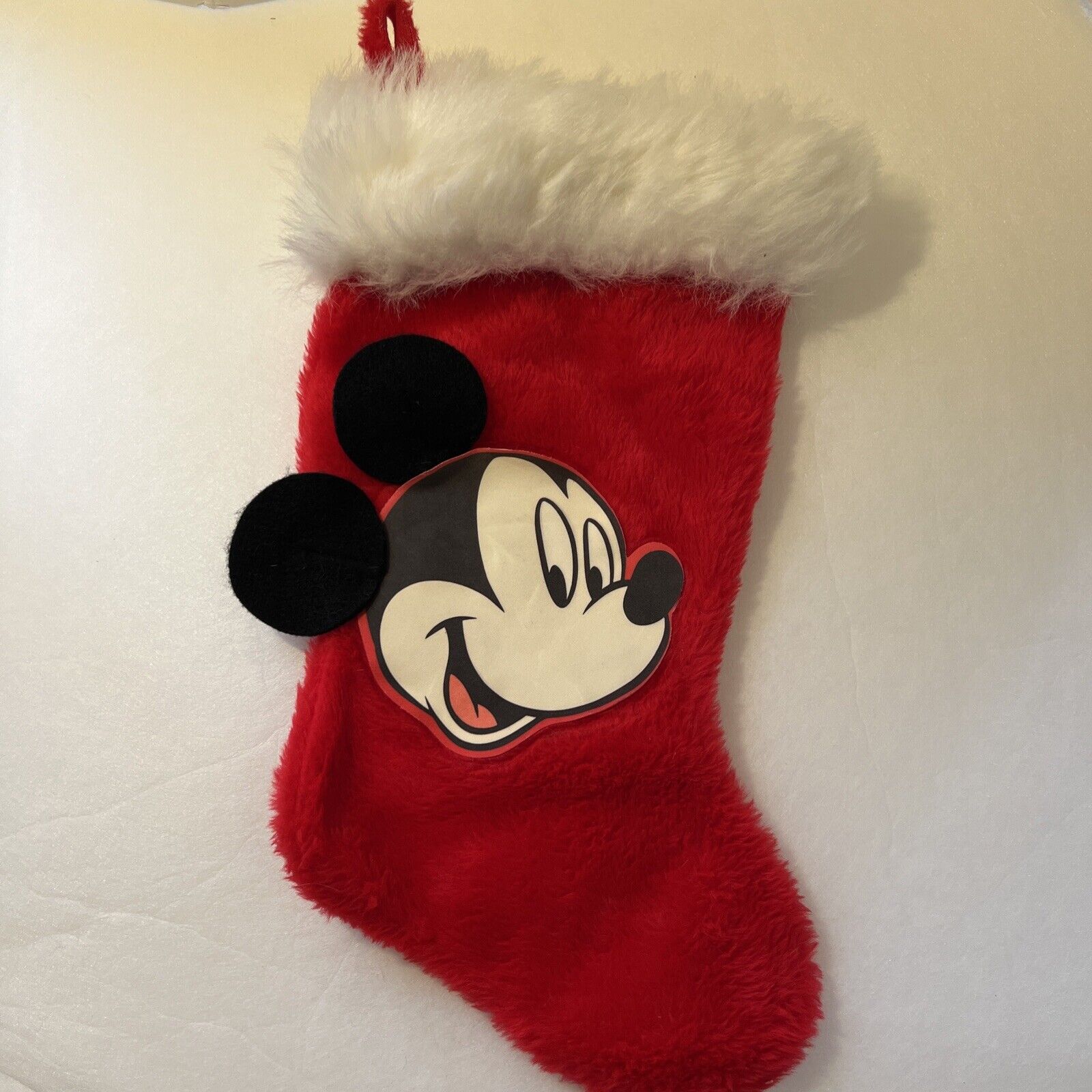 Vintage Mickey Mouse Face Soft Plush Christmas Stocking 19 Felt Ears