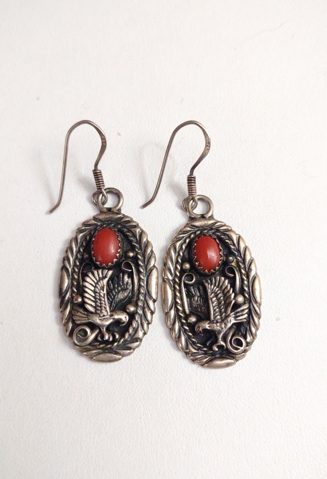 Signed Sterling Silver Eagle Earrings