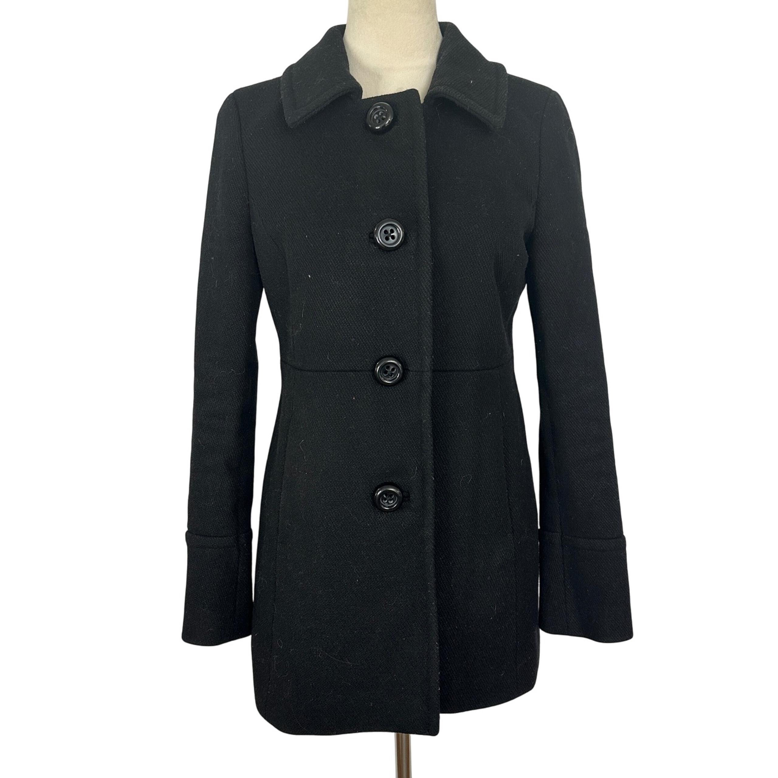 J. Crew Wool Blend Coat Pea Coat Black Fitted Classic Jacket Kids Size 4