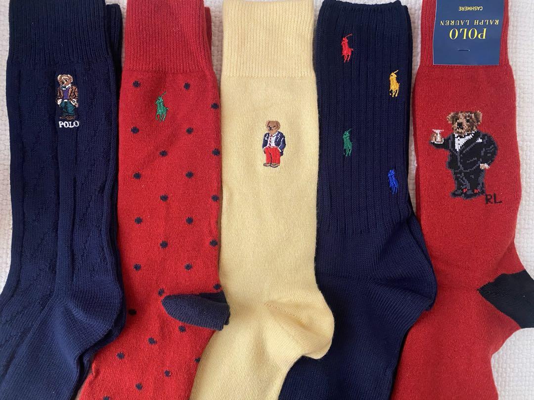 Brand new 5 pairs of men's cotton and cashmere blend socks from Polo Ralph Lauren, size 26-28 cm.