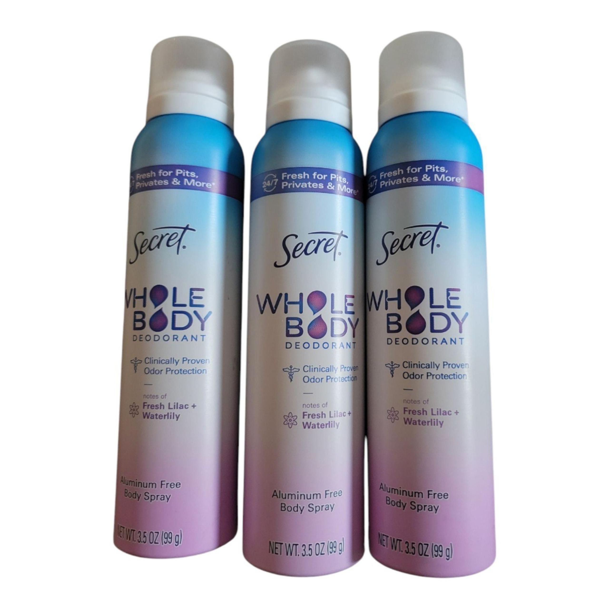 Secret Whole Body Women's Deodorant Aluminum Free Spray, Lilac & Waterlily - 3