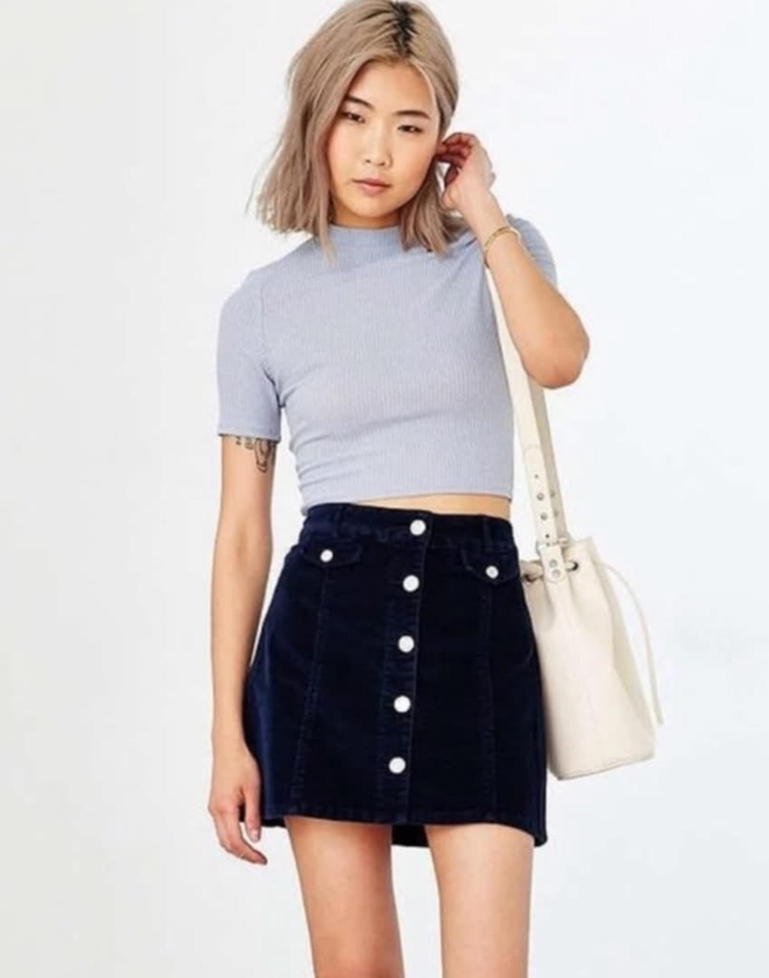 BDG A-line Navy Blue Corduroy Mini Skirt, size 4