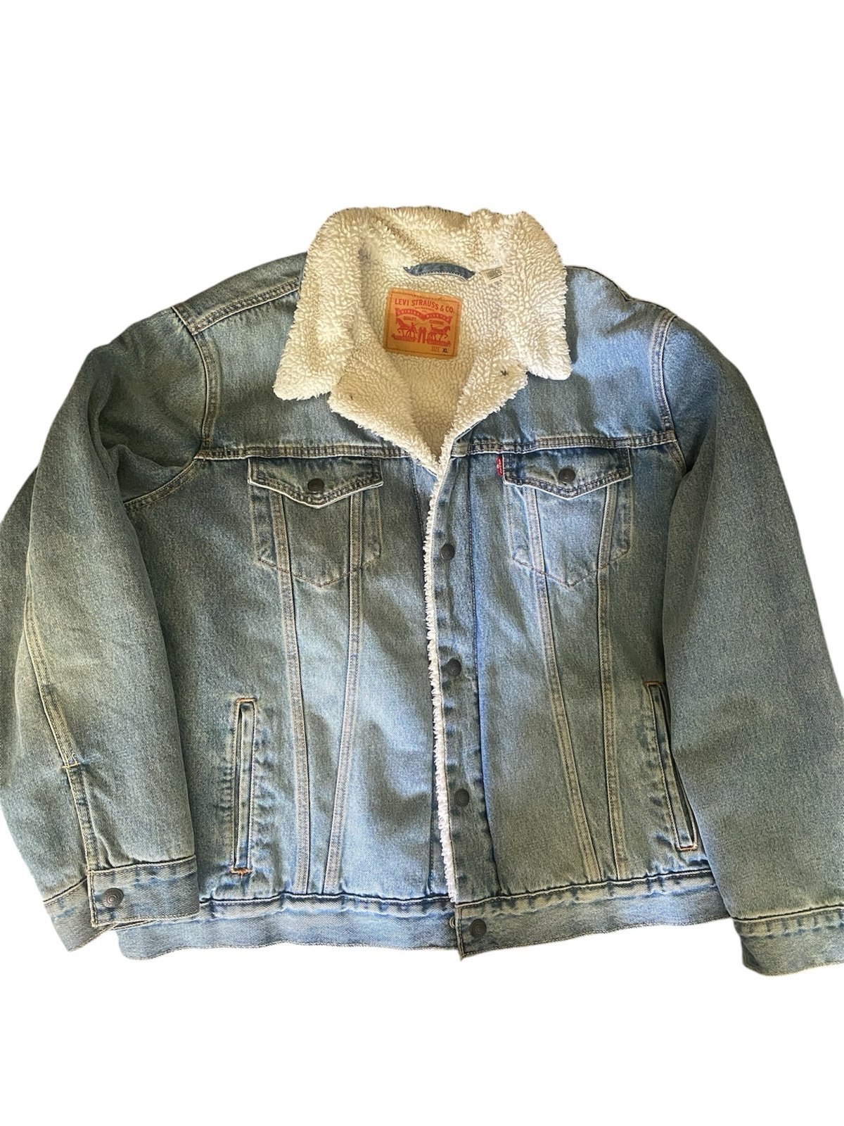 EUC! Vintage 80's Levi's Denim Heavyweight Sherpa Trucker Coat Size X-Large