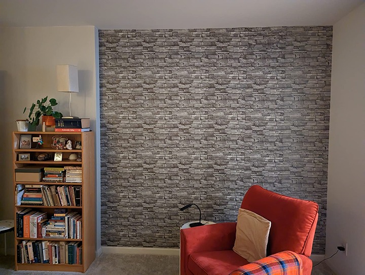 Grey Brick Stone Peel and Stick Wallpaper 3D 17.71 x 393.7