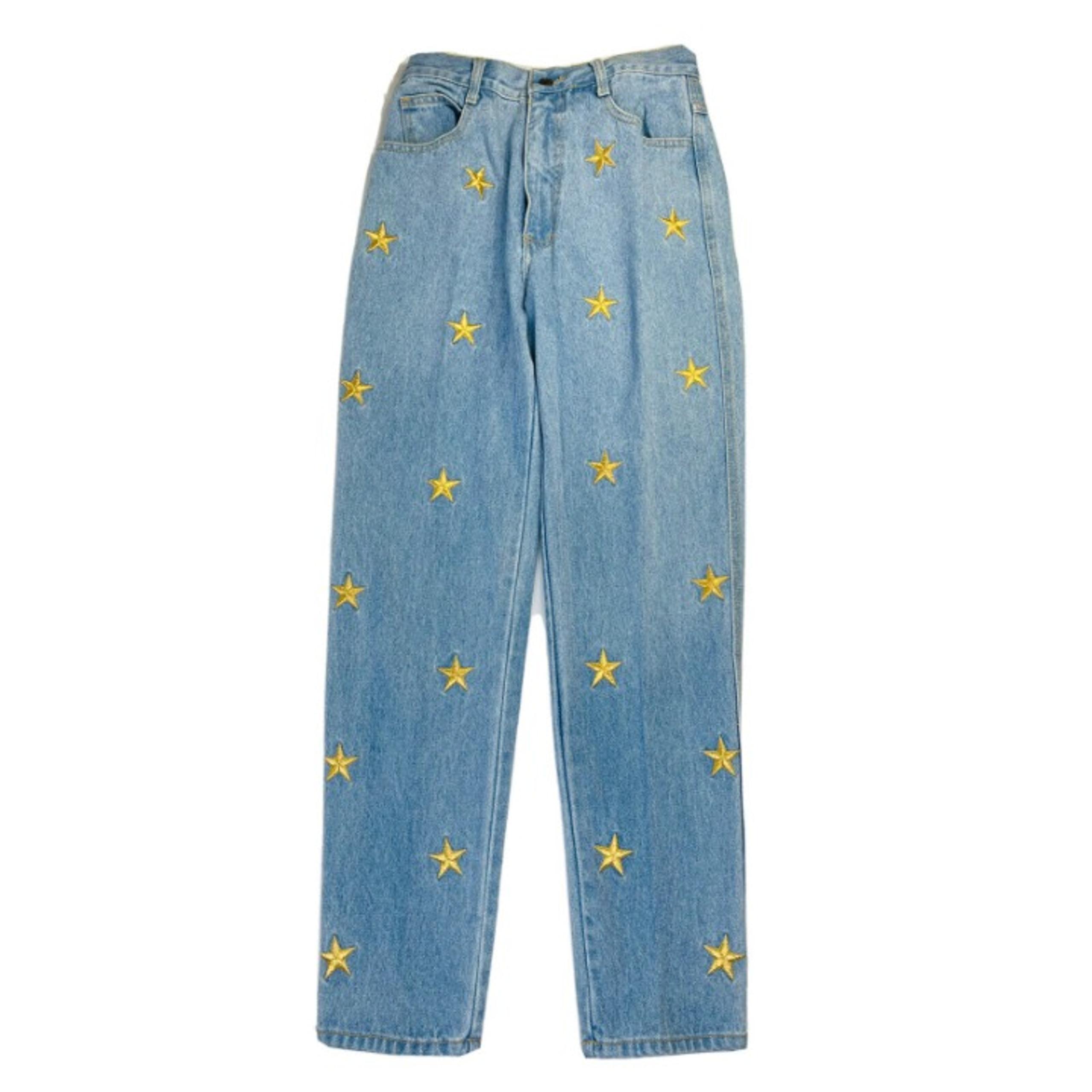 Vintage Star Stitched High Rise Tapered Leg Faded Jeans Womens 10