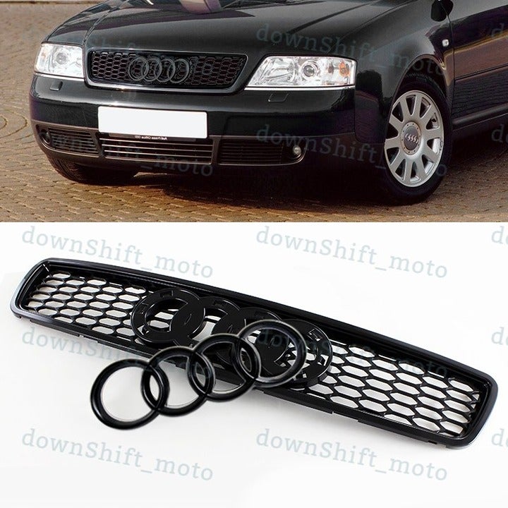 X1 Mesh ABS Sport Front Hood Grille w/ Black Audi Emblem For 96-01 Audi A4 S4 B5