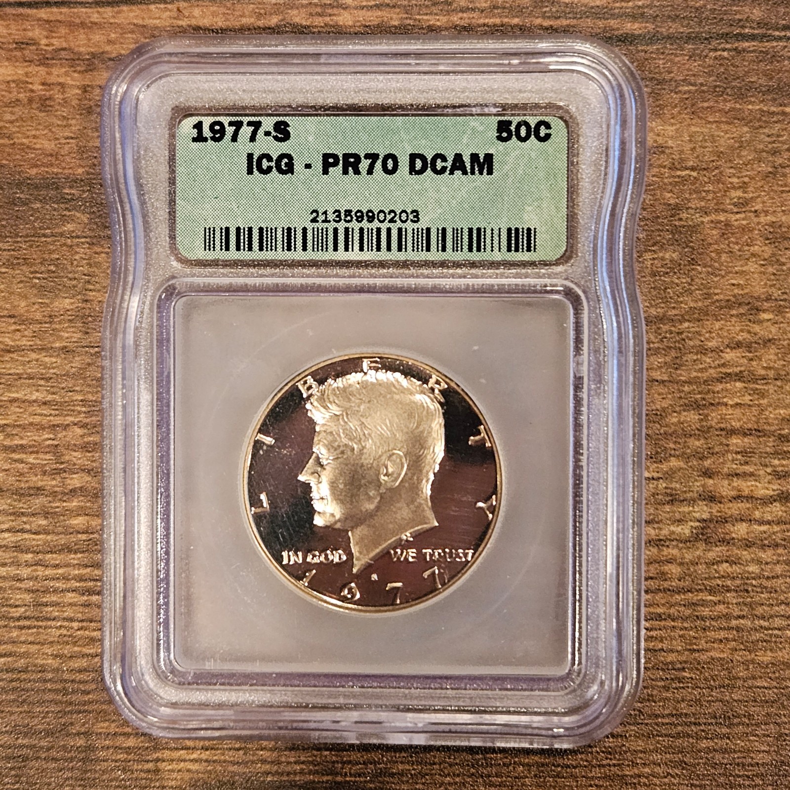 1977-S ICG KENNEDY HALF DOLLAR PR70 DCAM FROSTY COIN