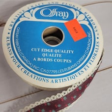 Vintage Poly/Cotton Maroon with Lace Edges Ribbon Trim, 275