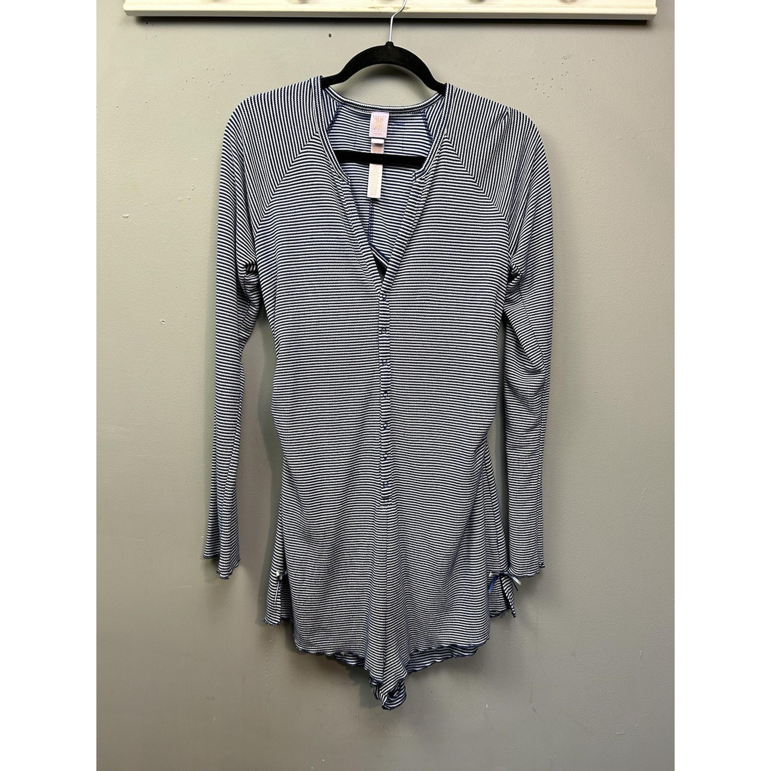 Savage X Fenty Midnight Cruise Romper Womens Large Sleepwear Blue Striped