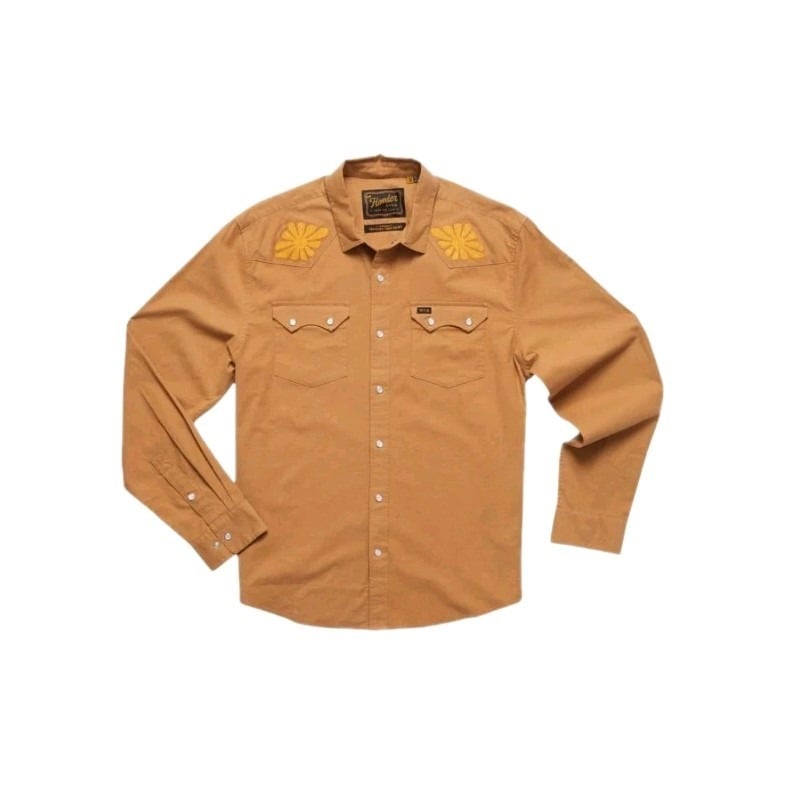 Howler Bros Crosscut Deluxe Snapshirt Men's Size Medium Fawn Deep Thoughts