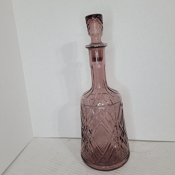 Vintage MCM 14” Purple Amethysts Genie Bottle Decanter Vase Ucagco Italy