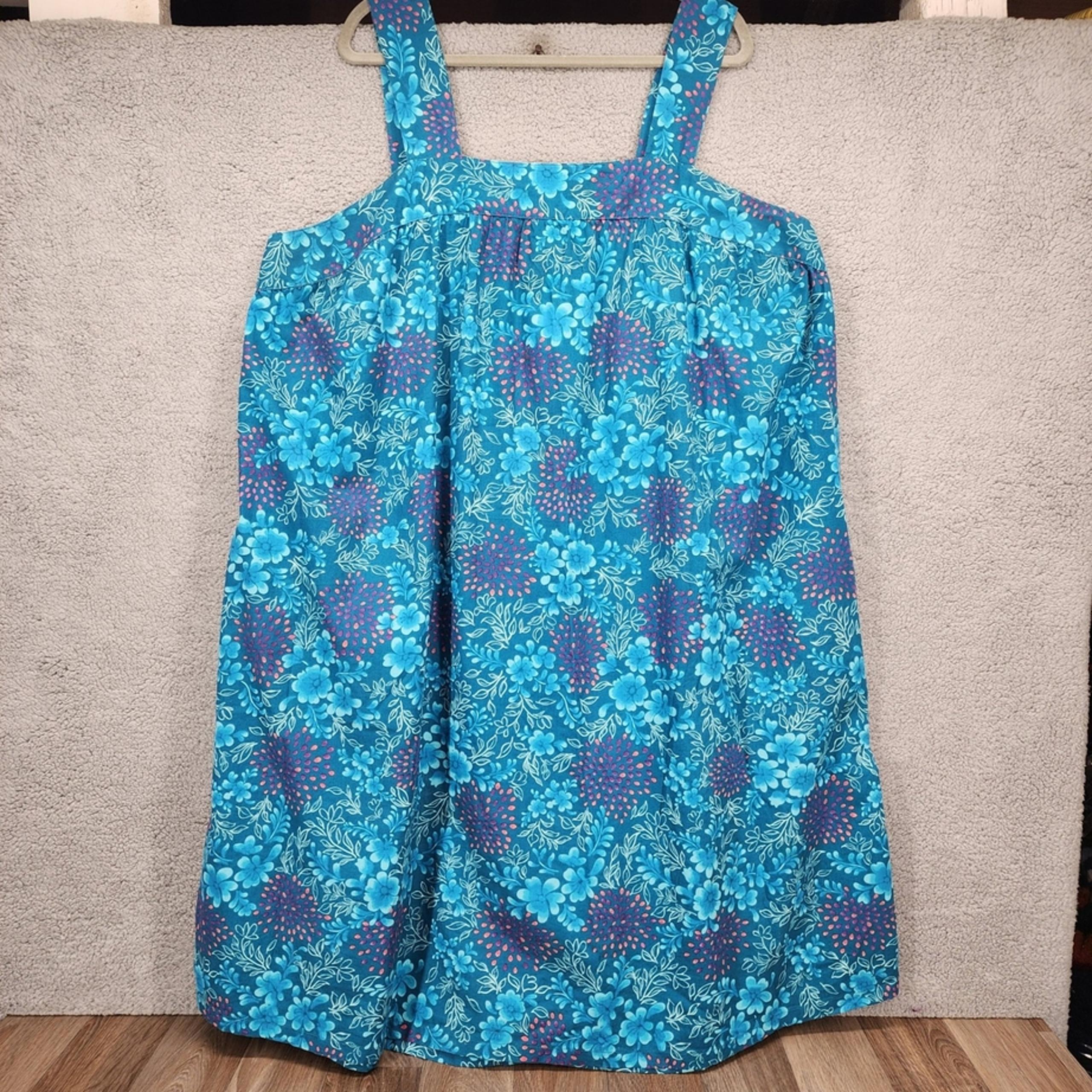 Vintage Dreams & Co. 2X Blue Floral Tank Dress Sleeveless Casual Comfy Sun Dress